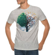 Butterfly Tree Graphic Design Ring Spun Combed Cotton Short Sleeve Deluxe Jersey T-Shirt - Heather-Grey XS