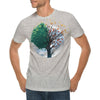 Butterfly Tree Graphic Design Ring Spun Combed Cotton Short Sleeve Deluxe Jersey T-Shirt - Heather-Grey XS