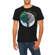 Butterfly Tree Graphic Design Ring Spun Combed Cotton Short Sleeve Deluxe Jersey T-Shirt - Black XS