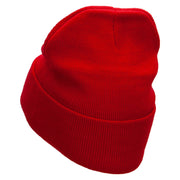 Great Sphinx Embroidered 12 Inch Long Knitted Beanie - Red OSFM