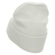 Great Sphinx Embroidered 12 Inch Long Knitted Beanie - White OSFM