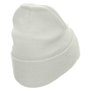 Great Sphinx Embroidered 12 Inch Long Knitted Beanie - White OSFM