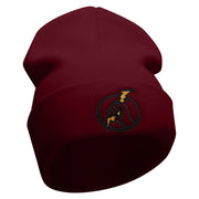 Electrician Embroidered 12 Inch Long Knitted Beanie - Maroon OSFM