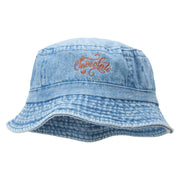 Hand Written Chocolate Embroidered Bucket Hat - Lt-Denim OSFM