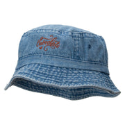 Hand Written Chocolate Embroidered Bucket Hat - Lt-Denim OSFM