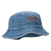 Hand Written Chocolate Embroidered Bucket Hat - Lt-Denim OSFM