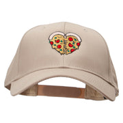 Heart Shaped Pizza Embroidered Solid Cotton Twill Low Profile Snap Cap - Khaki OSFM