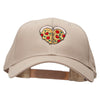 Heart Shaped Pizza Embroidered Solid Cotton Twill Low Profile Snap Cap - Khaki OSFM