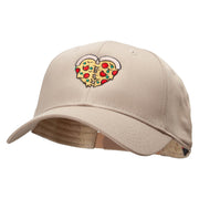 Heart Shaped Pizza Embroidered Solid Cotton Twill Low Profile Snap Cap - Khaki OSFM