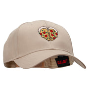 Heart Shaped Pizza Embroidered Solid Cotton Twill Low Profile Snap Cap - Khaki OSFM