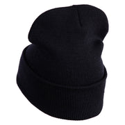Six Seven Numbers Meme Logo Embroidered 12 Inch Solid Long Beanie Made in USA - Black OSFM