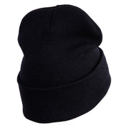 Six Seven Numbers Meme Logo Embroidered 12 Inch Solid Long Beanie Made in USA - Black OSFM