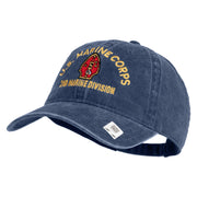 U.S. Marine Corps 2nd Marine Division Embroidered Washed Solid Pigment Dyed Cotton Twill Brass Buckle Cap - Navy OSFM