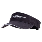 US Aircraft Embroidered Pro Style Cotton Twill Washed Visor - Navy-White OSFM