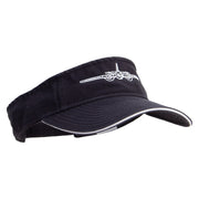 US Aircraft Embroidered Pro Style Cotton Twill Washed Visor - Navy-White OSFM