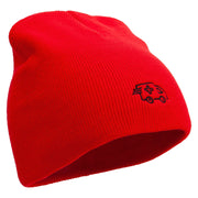 Ambulance Truck Embroidered 8 Inch Short Beanie - Red OSFM