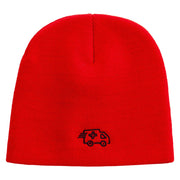 Ambulance Truck Embroidered 8 Inch Short Beanie - Red OSFM