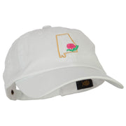 Alabama Camellia with Map Embroidered Unstructured Washed Cap