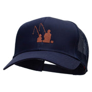 Fishing with Grandpa Embroidered Solid Cotton Twill Mesh Prostyle Cap - Navy OSFM