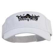 Halloween Scarecrow Embroidered Cotton Twill Sun Visor - White OSFM