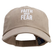 Faith Over Fear Embroidered Low Profile Dyed Cotton Twill Cap - Khaki OSFM