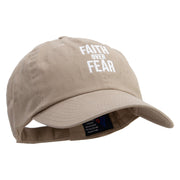 Faith Over Fear Embroidered Low Profile Dyed Cotton Twill Cap - Khaki OSFM