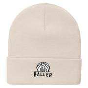 Baller Embroidered 12 Inch Long Knitted Beanie - Birch OSFM