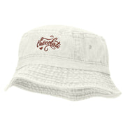 Hand Written Chocolate Embroidered Bucket Hat - White OSFM