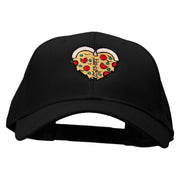 Heart Shaped Pizza Embroidered Solid Cotton Twill Low Profile Snap Cap - Black OSFM