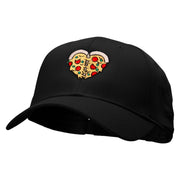 Heart Shaped Pizza Embroidered Solid Cotton Twill Low Profile Snap Cap - Black OSFM