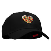 Heart Shaped Pizza Embroidered Solid Cotton Twill Low Profile Snap Cap - Black OSFM