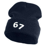 Six Seven Numbers Meme Logo Embroidered 12 Inch Solid Long Beanie Made in USA - Navy OSFM