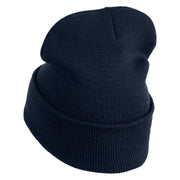 Six Seven Numbers Meme Logo Embroidered 12 Inch Solid Long Beanie Made in USA - Navy OSFM