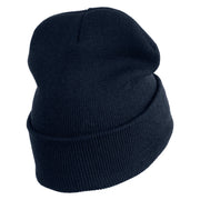 Six Seven Numbers Meme Logo Embroidered 12 Inch Solid Long Beanie Made in USA - Navy OSFM