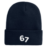 Six Seven Numbers Meme Logo Embroidered 12 Inch Solid Long Beanie Made in USA - Navy OSFM