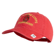 U.S. Marine Corps 2nd Marine Division Embroidered Washed Solid Pigment Dyed Cotton Twill Brass Buckle Cap - Red OSFM