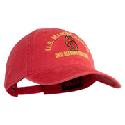 U.S. Marine Corps 2nd Marine Division Embroidered Washed Solid Pigment Dyed Cotton Twill Brass Buckle Cap - Red OSFM