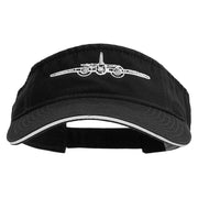 US Aircraft Embroidered Pro Style Cotton Twill Washed Visor - Black-Grey OSFM