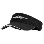 US Aircraft Embroidered Pro Style Cotton Twill Washed Visor - Black-Grey OSFM