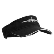 US Aircraft Embroidered Pro Style Cotton Twill Washed Visor - Black-Grey OSFM