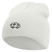 Ambulance Truck Embroidered 8 Inch Short Beanie - White OSFM