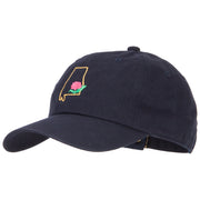 Alabama Camellia with Map Embroidered Unstructured Washed Cap