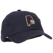 Alabama Camellia with Map Embroidered Unstructured Washed Cap