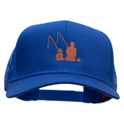 Fishing with Grandpa Embroidered Solid Cotton Twill Mesh Prostyle Cap - Royal OSFM