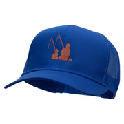 Fishing with Grandpa Embroidered Solid Cotton Twill Mesh Prostyle Cap - Royal OSFM