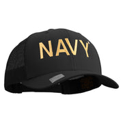 Licensed US Navy Embroidered Retro Trucker Cap - Black OSFM