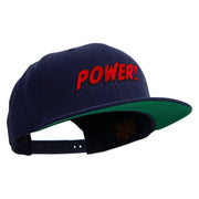 Power Abstract Cartoon Embroidered Wool Blend Prostyle Snapback - Navy OSFM