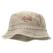 Hand Written Chocolate Embroidered Bucket Hat - Natural OSFM