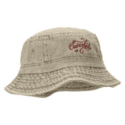 Hand Written Chocolate Embroidered Bucket Hat - Natural OSFM