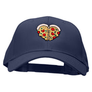 Heart Shaped Pizza Embroidered Solid Cotton Twill Low Profile Snap Cap - Navy OSFM